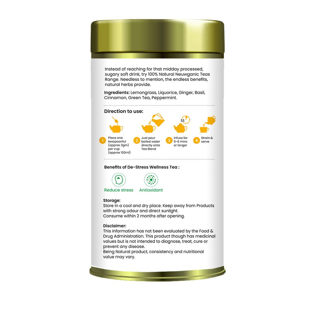 Neuwganic - De-Stress Indian Natural Wellness Tea - 100 Grams